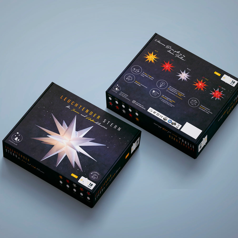 
                      
                         Sterntaler - Faltstern 18 Zacker Ø 55cm mit Ornamenten für Innen und Außen E14 Fassung gefunden auf Sternenmanufaktur.de
                      
                    